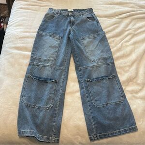 Austin landing Stylish Blue Wide Leg Jeans with Pockets